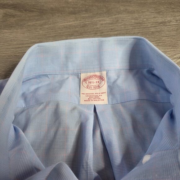 Brooks Brothers - Men's 16-33 Traditional Fit Blue Button-Down Dress Shirt - Picture 5 of 7